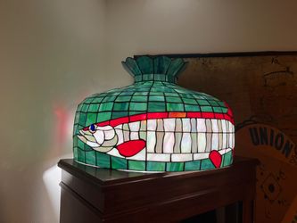 Vintage Stained Glass Barracuda Lamp