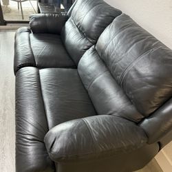 Black Leather Couch Great Condition No Tears+Granite/Stone. Coffee Side  table