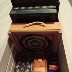 Box Of 6 Classic Wooden Games (Melissa & Doug Tic Tac Toe/Shut the Box/Jacks, Magnetic Darts, Jacob's Ladder, Puzzle Box)