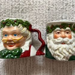 1991 Possible Dreams Mr & Mrs Santa Clause Mugs-Vintage Christmas