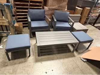 New 5 pcs Aluminum Frame Outdoor Patio Arm Chair Table Conversation Set