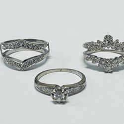 Vintage 14K White Gold Diamond Wedding Set w/ Extra Jacket
