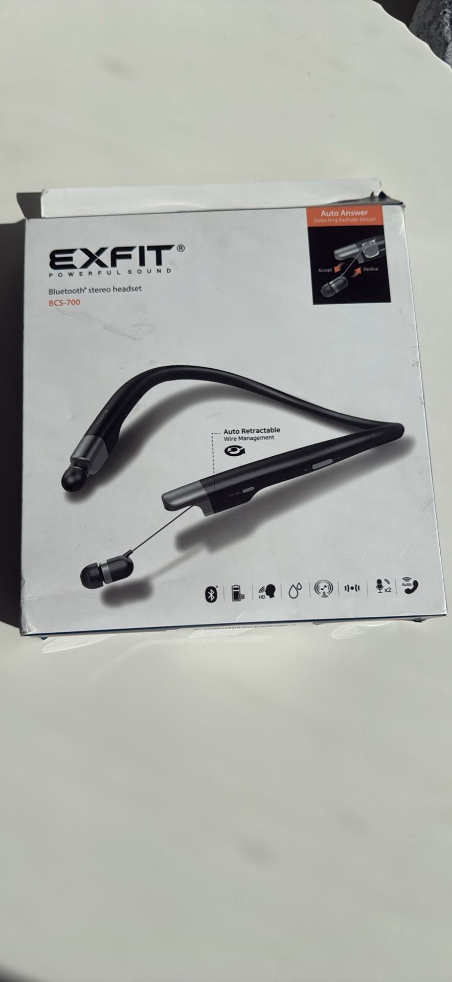 EXFIT  BCS-700 | Wireless Bluetooth Headphones Neckbands with Retractable Earbud