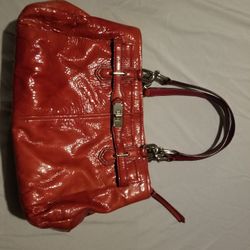 Coach Red Patent Leather Satchel Handbag