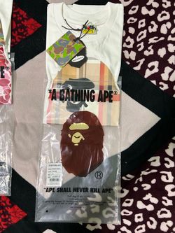 White Burberry bape tee size S