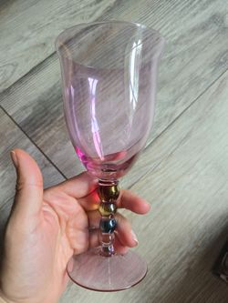 Cerve Italian Wine Goblets – Set of 6 – Made in Italy – Pink Hand-Blown Glass