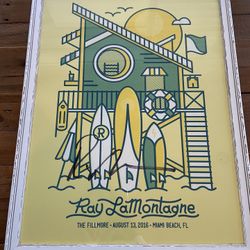 RAY LAMONTAGNE SIGNED CONCERT POSTER FRAMED FROM MIAMI CONCERT  