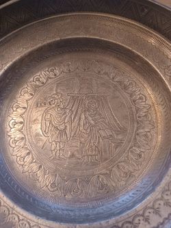 Middle Eastern Plates Very Very Old Silver Gold Etc..signed 