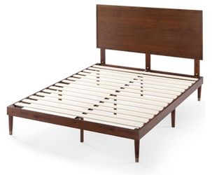 Solid wood mid century platform bed