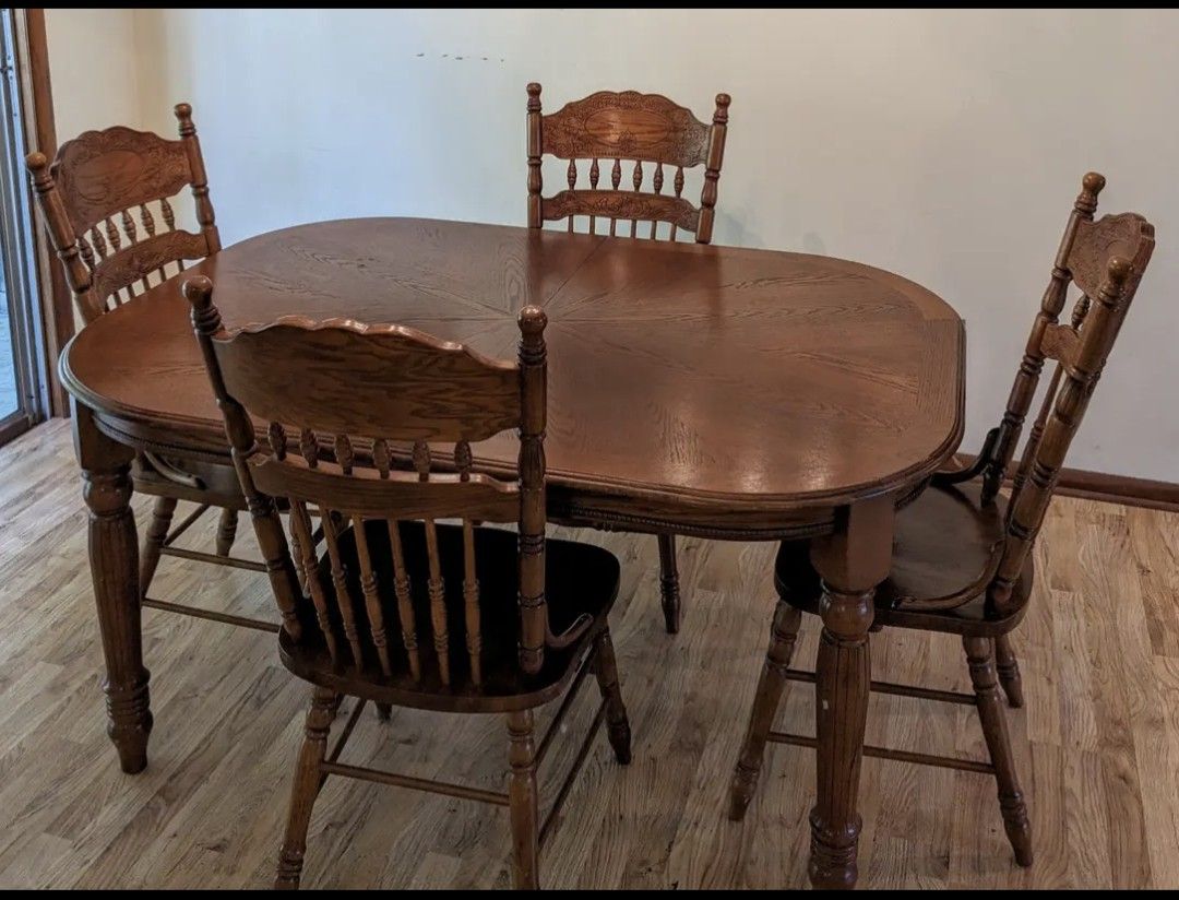 Oak Dining Set 6 Chairs Plus Insert