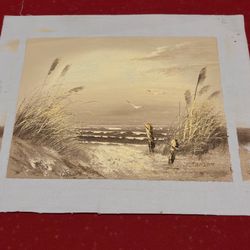 11x13 Inch Painting Of Beach Ocean On Canvas T Jansen Art