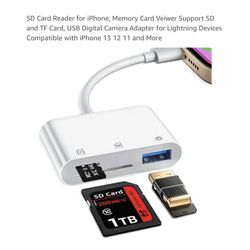 Brand new SD Card Reader for iPhone, Memory Card Veiwer Support SD and TF Card, USB Digital Camera Adapter for Lightning Devices Compatible with iPhon