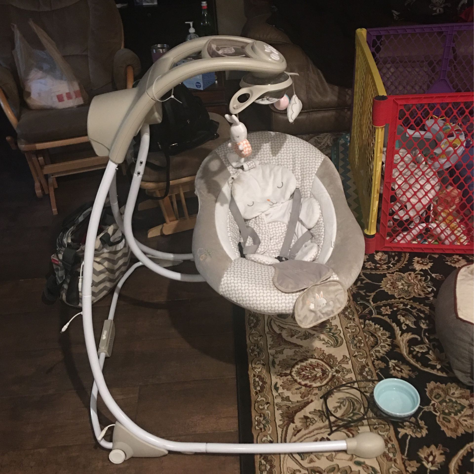 Infant Swing With Lights And Music. Phone Hardwire Connection