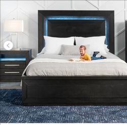 **BRAND NEW**Black queen size bed frame with matching nightstand