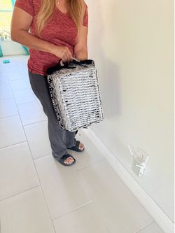 Storage basket color silver like new size 16”x 12”x 5”