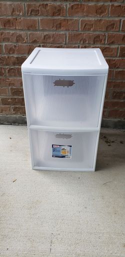 Sterilite Ultra 2 Drawer Cart is a white plastic storage unit featuring two textured, clear drawers