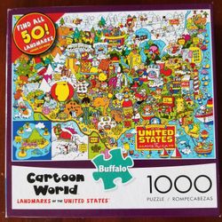 Buffalo Cartoon World Landmarks Of The United States Jigsaw Puzzle 1000 Piece