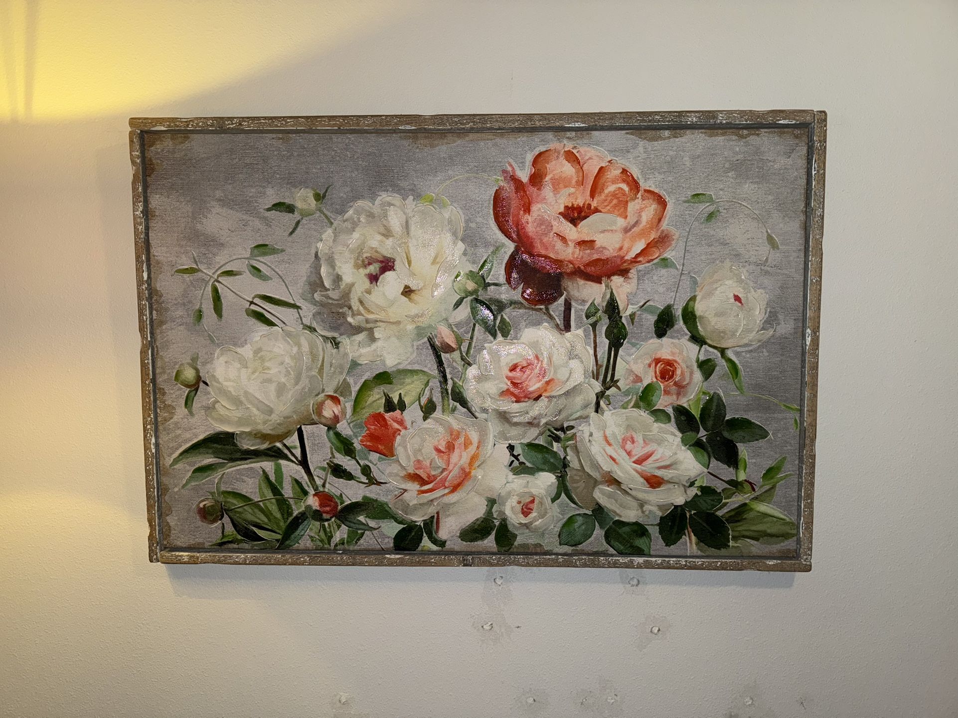 Beautiful Floral painting Wood framed 47”x32”
