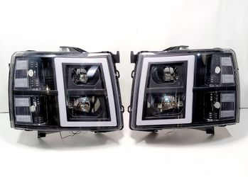 HEADLIGHTS LED  FOR 07-14 CHEVY SILVERADO  BLACK HOUSING