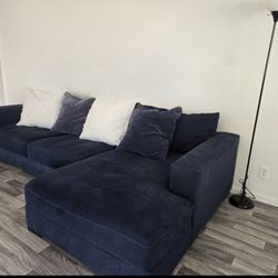 Dark Blue Sectional w/ Chaise Lounge