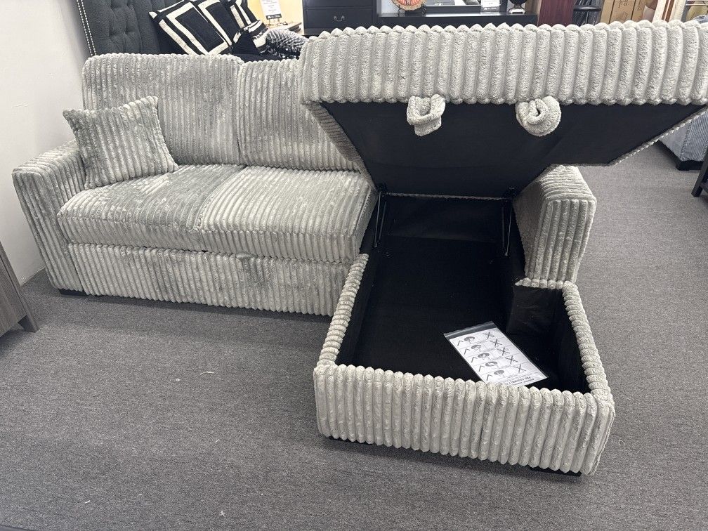 2pc Convertible Sectional w/ Drop Down Smoke Color