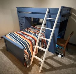 Twin Loft Bed w/ Built-In Desk, Drawers, Storage, Ladder + High-End Mattress