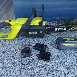 CHAINSAW RYOBI 40V BATTERY AND CHARGER INCLUDED 