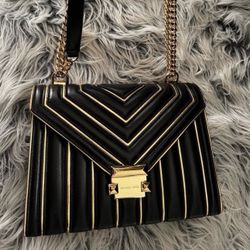 Michael Kors Black Leather Crossbody Purse