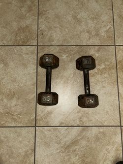 15 lb Cast Iron Hex Dumbbells Pair