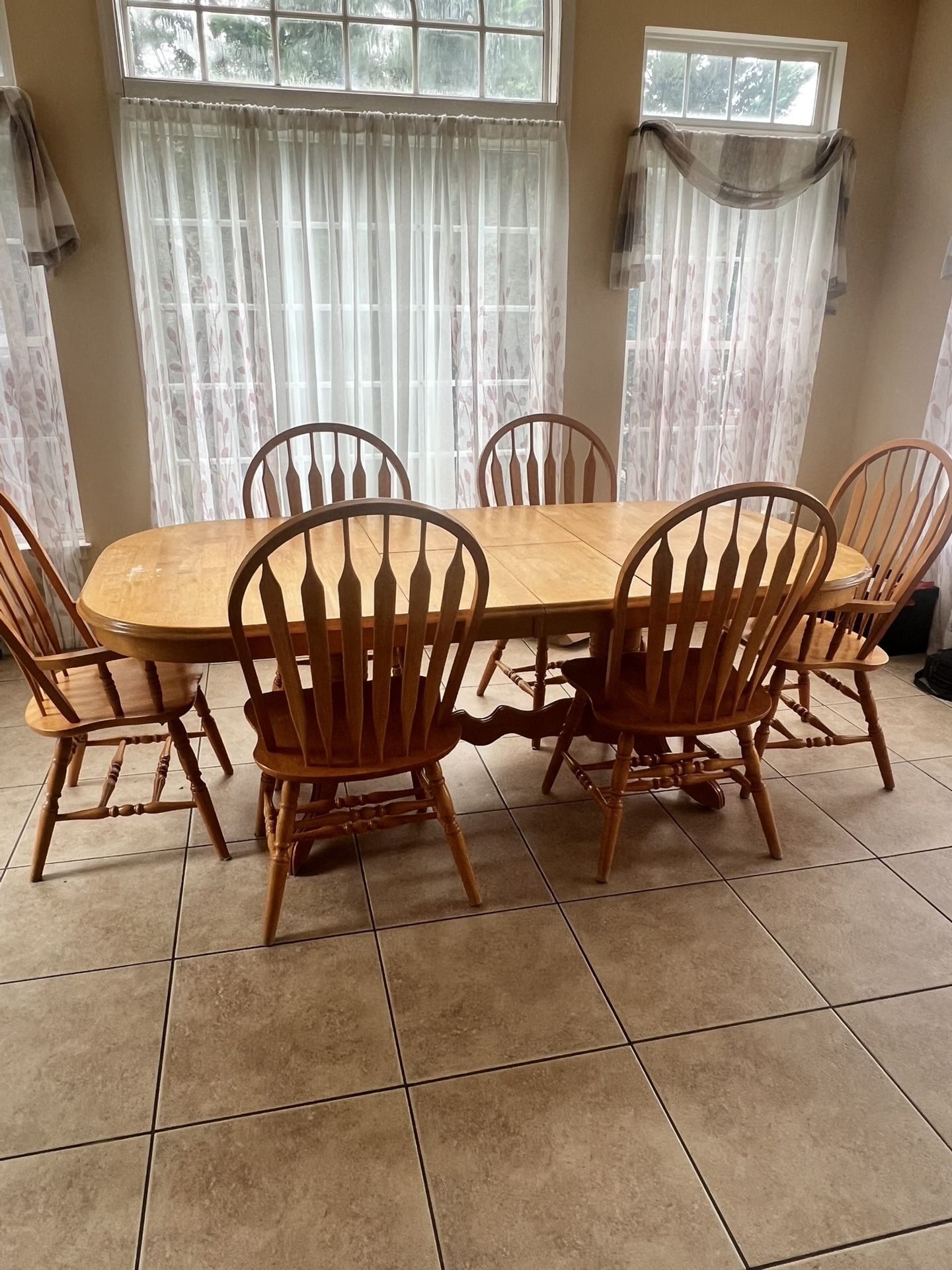 6 Chair Wood Kitchen Table Expandable