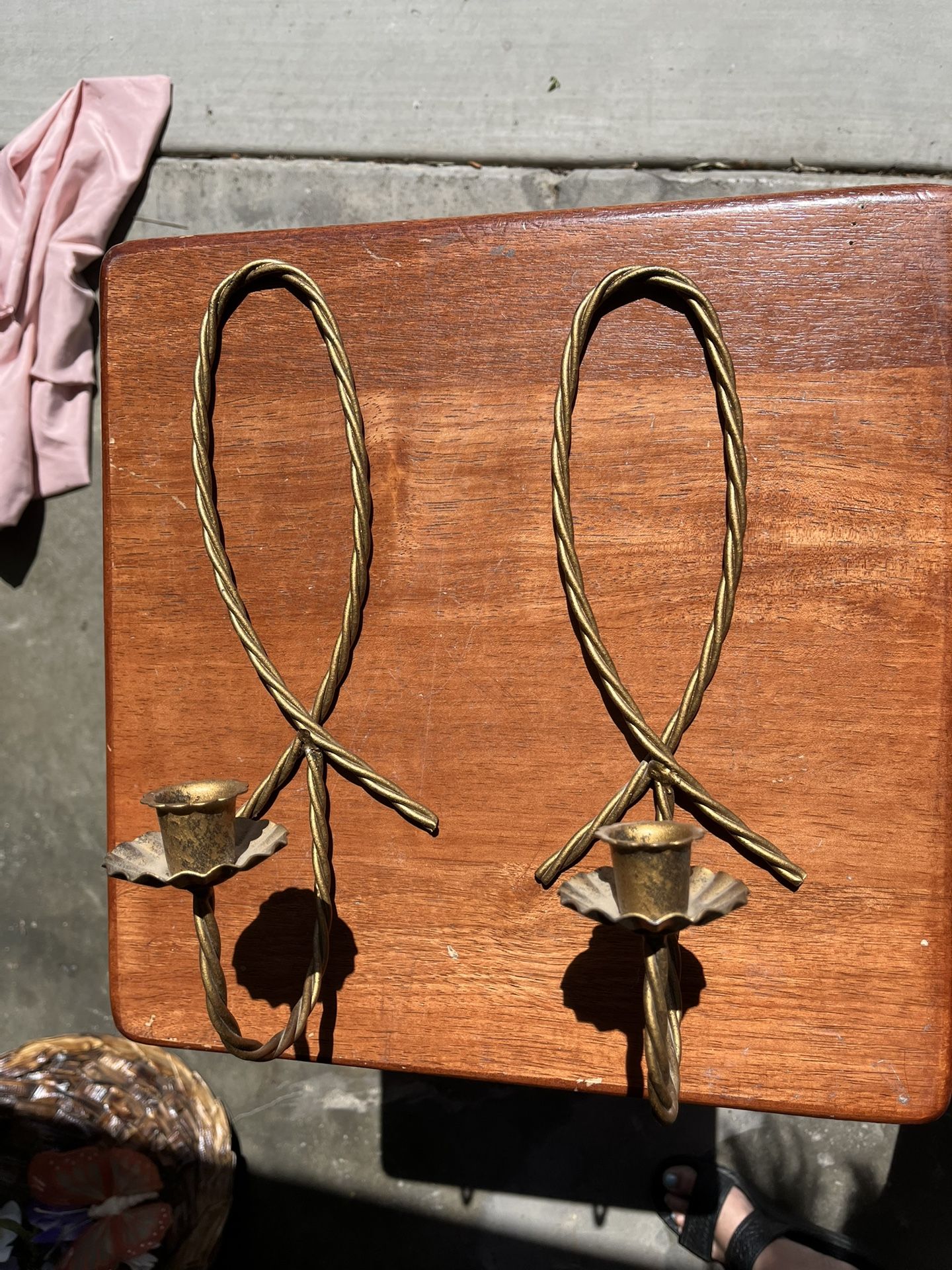 Homco Brass Wall Candle Holders