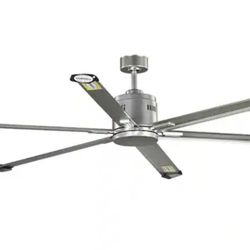 Hubbell Industrial 72 in. Six-Blade Indoor/Outdoor Nickel Dual Mount Ceiling Fan with Wall Control $225 3 available  