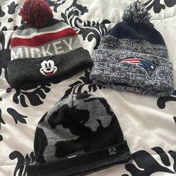 Mickey Mouse And Patriots Knit Hat & Random Beanie