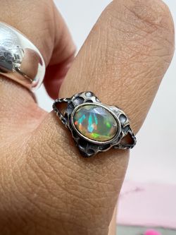 Ethiopian opal ring heart ring