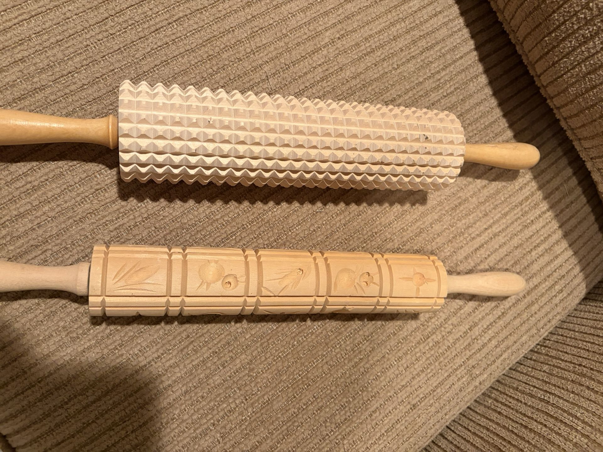 Two Decorative Wooden Rolling Pins