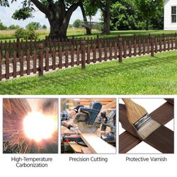 ✌️ Wood Picket Garden Fence Edging Fencing Garden Yard Border Edging Panels Posts Flower Plants Pool Fences 177.5 x 21.7’’ 