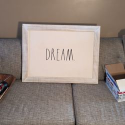 Rae Dunn “DREAM” Wall Sign – Framed Wood Décor – Farmhouse Style
