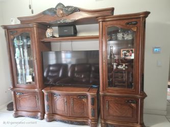 Large Wood Entertainment Center Wall Unit