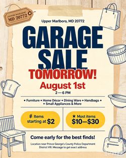 Garage Sale August 1st  14:00-18:00 - price varies