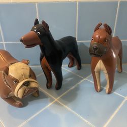 Vintage Leather Staffed Animals