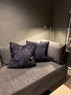 Navy / gray velvet down pillows