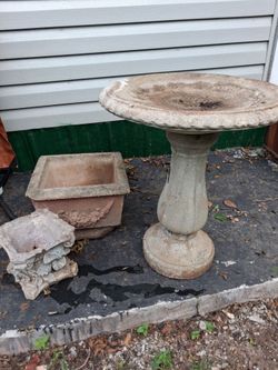 Cement flower pot and bird bath cash only