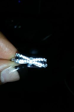 Real silver ring with crystals size 9