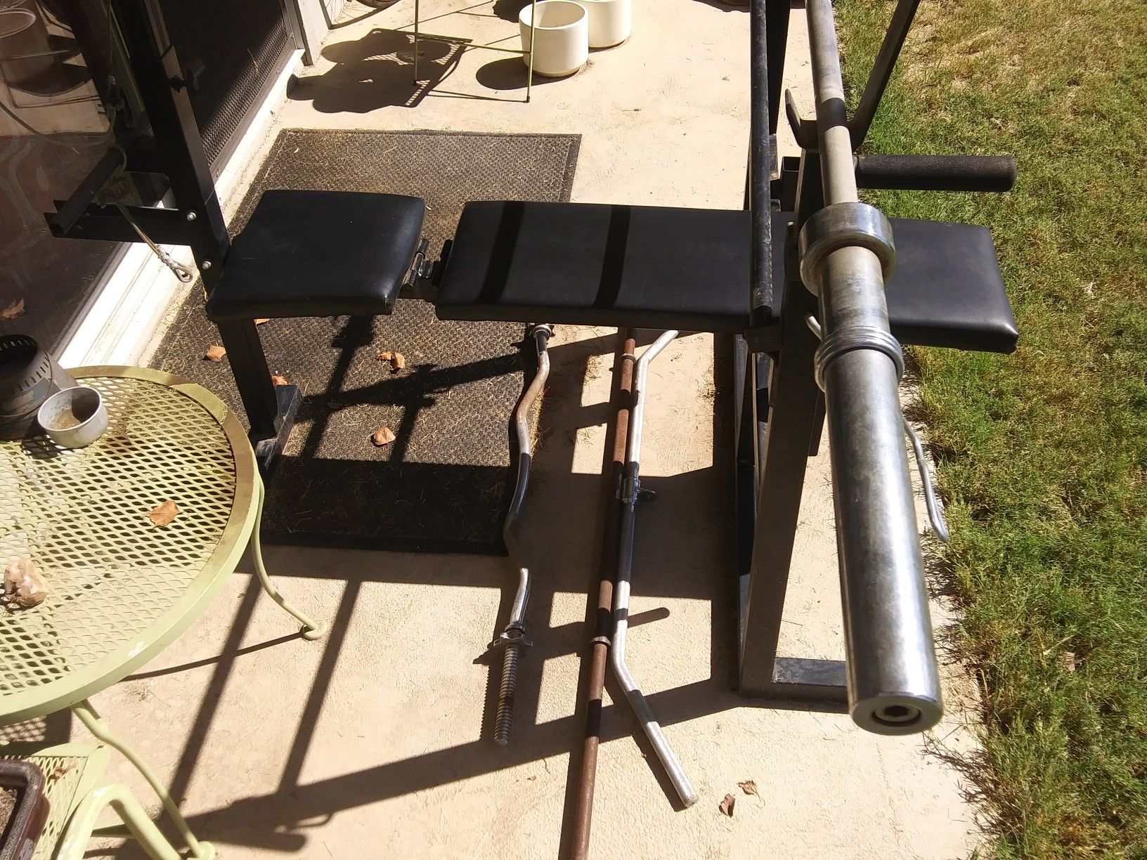 Olympic Bench with bar and weight rack