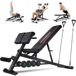 OPPSDECOR 900lbs Adjustable Weight Bench with Hyper Back Extension, Preacher Cur