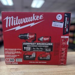 M18 18-Volt Lithium-Ion Brushless Cordless Compact Hammer Drill/Impact Combo Kit (2-Tool) with (2) Batteries, Bag