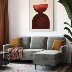 *Brand New* DHP Liona Pillowback Sofa Sectional, Light Gray Velvet