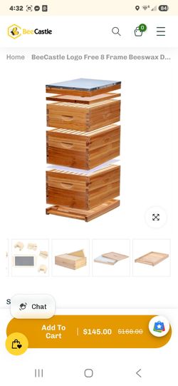 BeeCastle Logo Free 8 Frame Beeswax Dipped Unassembled Beehive