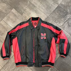Huskers Authentic 100% Leather Black and Red Men's Jacket size 3xl like new!