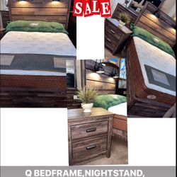QUEEN BEDFRAME, NIGHTSTAND,MIRROR, DRESSER $799.99 